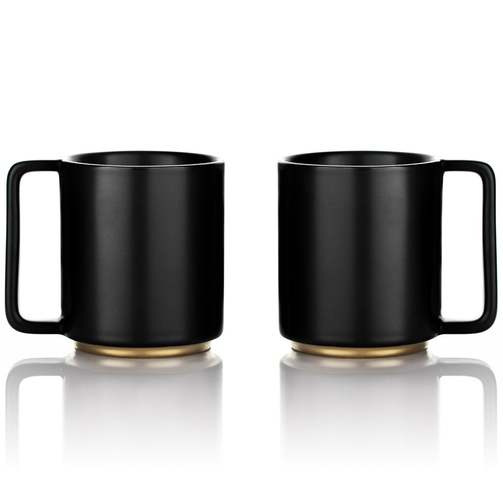 ExclusiveLane Unique Ceramic Coffee Mugs & Half Ceramic Tea Cups Set for  Tea (Set of 2, Black,130 ML, Dishwasher & Microwave Safe) (EL-005-252)