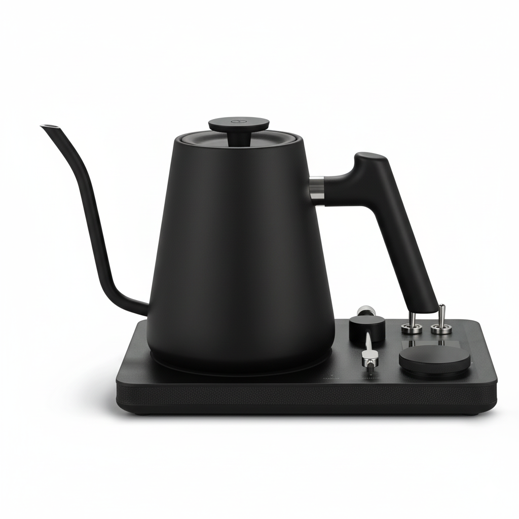 Black electric kettle on a white background